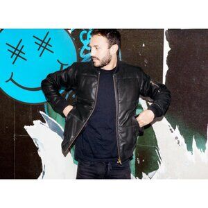 Surface To Air X DJ Brodinski Leather bomber Jacket size M color Black